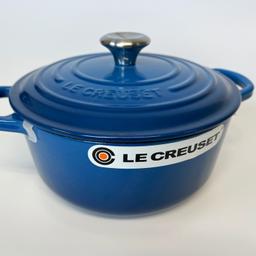Brand New Le Creuset Signature Cast Iron Round Casserole Dish 20cm - Marseille

A brand new, ex-display item with some imperfections/damage to the packaging (please see pictures)

Product Description:
Cast Iron Round Casserole
The Queen of the kitchen
Cooks have loved a culinary classic, the Le Creuset casserole worldwide for nearly a century. Perfectly designed for stews, roasts, soups, casseroles and baking, this iconic piece is your one-stop pot for memorable meals with an intense depth of mouth-watering flavour.
Features
Stay cool: our heat-resistant knob (up to 260°C) is designed for a better grip, even when using oven gloves to lift the lid.

Quick cleanup: a light enamel interior helps make cleaning easier.

Handles like a dream: thanks to our large handles, you can easily move from hob to oven to table, even when wearing oven gloves.

A real workhorse: fit for the oven, hob, induction or under the grill.
