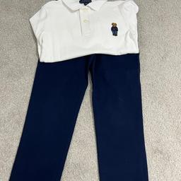Ralph lauren white polo shirt and navy blue chinos age 4 worn once