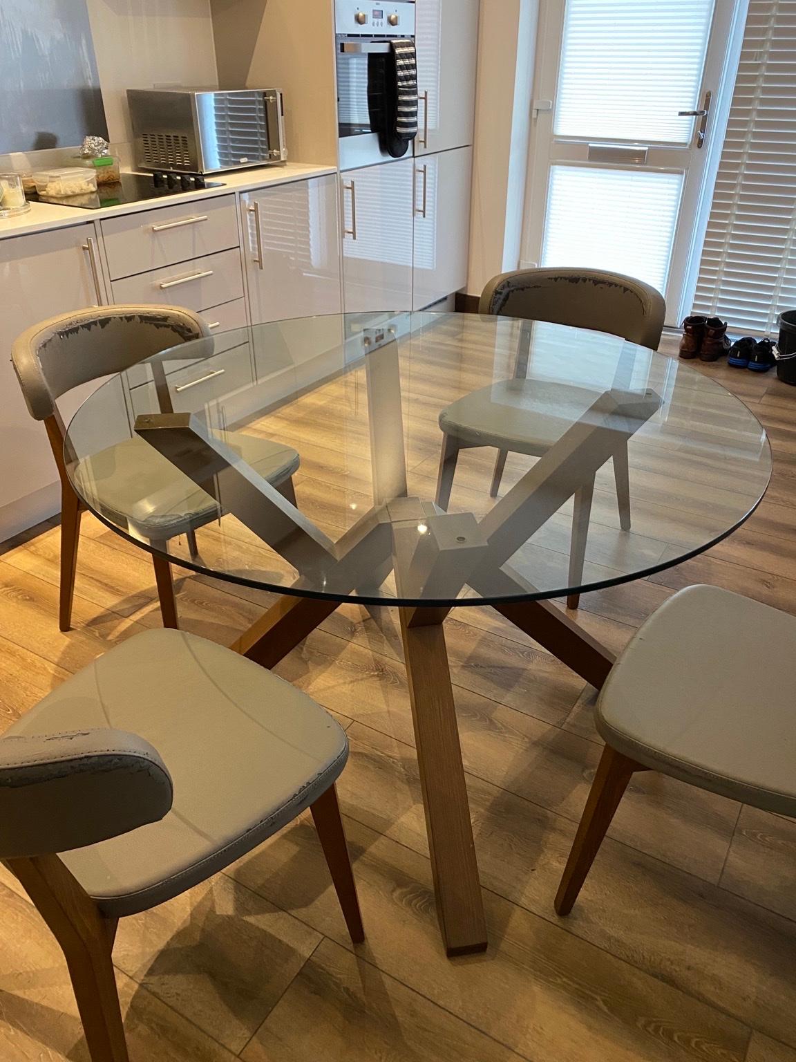 Glass Round Dining Table & Grey Chairs in WD18 Watford for £120.00 for