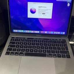 2017 MacBook Pro
Perfect working order with no faults
Touch Bar
Siri 
Original box
Original charger
Restored back to factory settings for new user to set up.

A1706
13” inch screen
i5 @ 3.1ghz
256Gb SSD drive
8Gb Ram memory