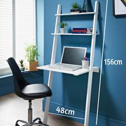 White Ladder Laptop & desk
3 shelves included
Workstation
convenient for your storage
Material:
18mm MDF with NC painting table
12mm partial board with paper vaneer
Colour: White
Material: MDF Wood
Weight: 7.2 KG
Dimensions: W42xD60xH156cm
Features
Colour: White
Material: Wood
Features: With Shelves