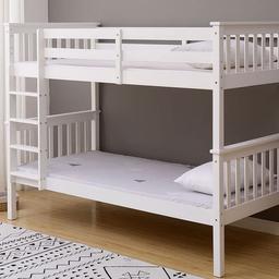 Nevada 3'0 bunk bed in White

Assembled Sizes W x D x H(MM)

2050 x 1040 x 1520

The Nevada wooden Bunk Bed in Oak or white can also be used as two single beds, when you buy this you can be sure of having a versatile piece of furniture that will last you for years to come, whatever life throws at you. In Bunk configuration, the top bed is accessed by a small ladder and features side rails to stop your child from falling out of bed in the night. This peace of mind allows both you and your child to sleep soundly. Self assembly required.  The price is for the bed frame only and does not include mattresses.