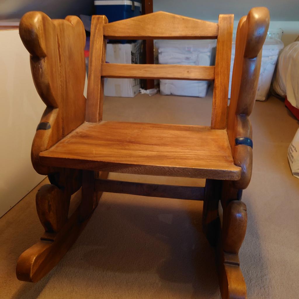 Solid wood carved child's rocking chair.
Very heavy and fantastic quality
Not your usual IKEA kit.