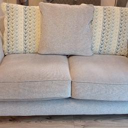 Modern grey style, light oak legs, 2x2 Seater settees and Chair, good condition, size settees L167cms, D94cms and H73cms. Chair L95cms, D94CMS and H73cms £200, cash only, buyer collects.