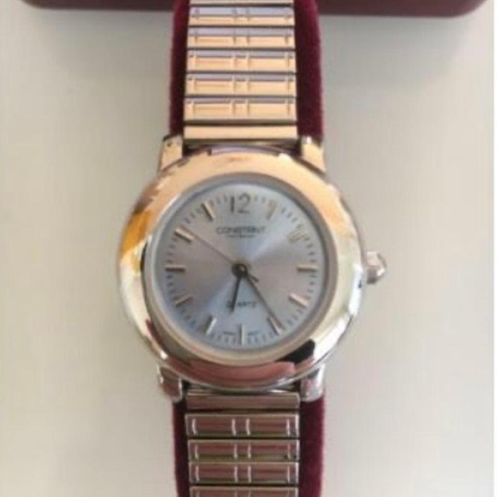 Brand New Ladies Constant Watch - Light Blue Metallic Face.

Was bought as a gift, but has never been worn. Mint condition. Comes with wrist sizer so you can adjust to the correct size if required. Also comes with instruction manual. Will need a battery fitting.