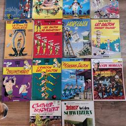Hallo verkauft werden insgesamt 14 Comics überwiegend Lucky Luke und  3 andere Comics bei weiteren Fragen gerne schreiben Mfg Janke
