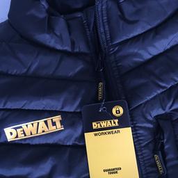DeWalt padded gilet
Showerproof - Windproof
Zipped side pockets- zipped breast pocket
Machine washable
Stretch side panels for comfort
Dropped back hem
Size - L. (42-44”)
Colour - Black
Brand New with tags