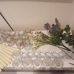 Various wedding items-only some left now

8 x Square tea light holders: £5
Lavender steams: 1x £3
Eucalyptus steams: 1x£3
Gypsophila steams: 3x£1
M&S white peony scented votives 10x50g up to 15hrs burn time £1 each.

Collection B38 9ER.