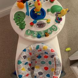 Baby Einstein 
Comes with box
Excellent like new condition just a very small mark on seat which can be see in photo. Comes with brand new changing parts for the table.