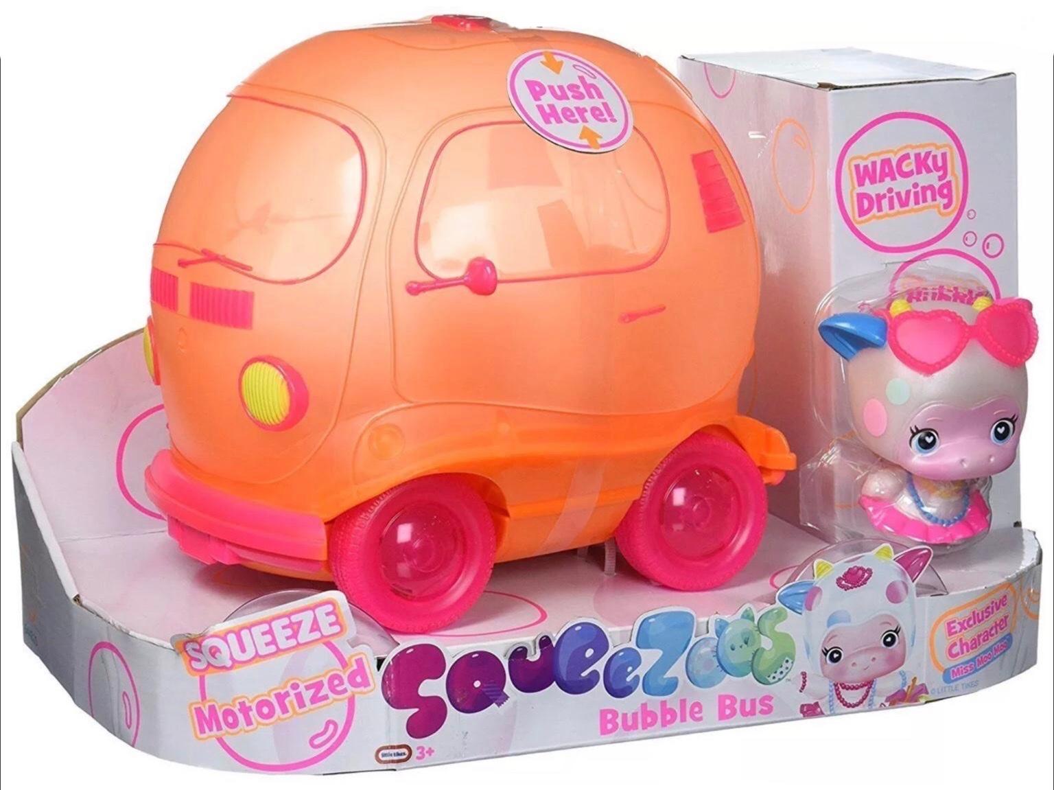 Squeezoos bubble bus with clearance exclusive character squeeze doll