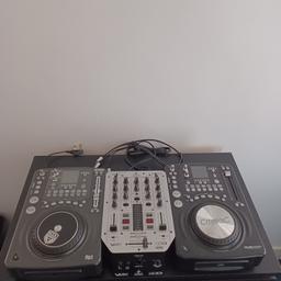 hi forsale is 2 cd players and a mixer just plug to your amp and play then another mixer ask for price and a 2u  flight case ask for price