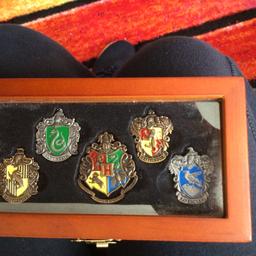 Small box set of Harry Potter pin badges, very collectible as a set, for collection only (Wickford)