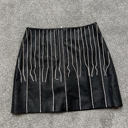 Black diamanté mini skirt worn once from topshop size 10