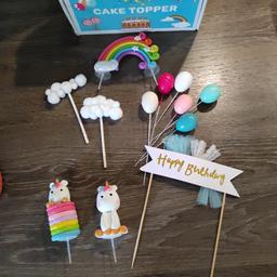Geburtstagskuchen Einhorn Topper Set mit Regenbogen, Ballons, Einhörner, Happy Birthday, Wolken..
Prägematte unbenutzt