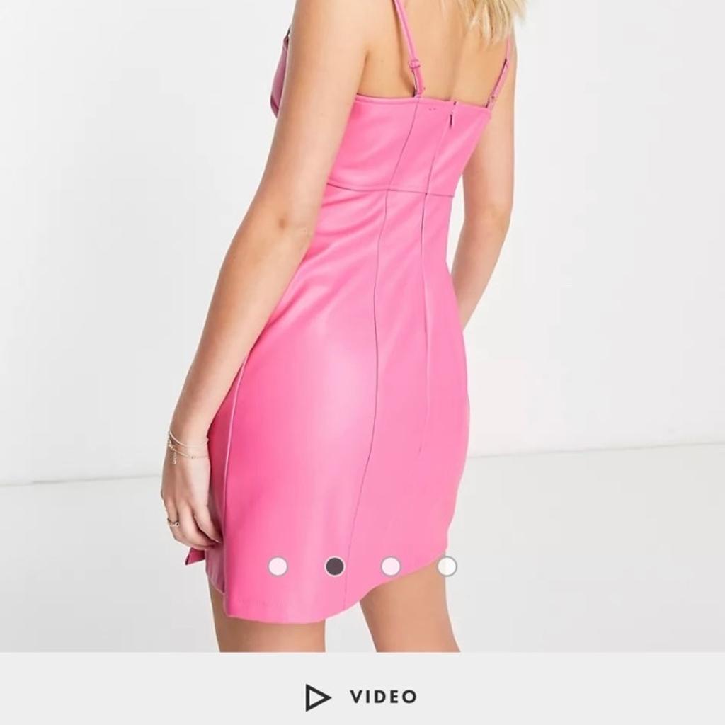 Brand new still in packaging
From asos miss selfridge faux leather bodycon mini dress in pink adjustable straps, zips down the back
Size 14