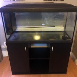 Firplast cayman fish tank and stand 43 inches long 20 inches deep 17 inches wide 57 inches tall when on the stand