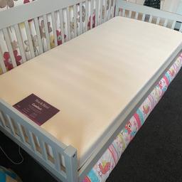 Grey timber framed Day bed with trundle and 2 memory mattresses & 1 mattress topper. The main bed is 2mtrs long x 0.97mtr deep x 0.5cm high (headboard 0.9cm) the smaller trundle is 1.9cm long x 0.95 deep x 0.5cm high.