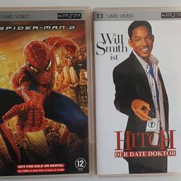 Biete diese beiden UMD Filme für die PSP zum Verkauf an. Es handelt sich dabei um Spiderman 2 und Hitch der Datedoktor. Die Filme und die Hüllen sind im super Zustand, unbeschädigt und keine Kratzer