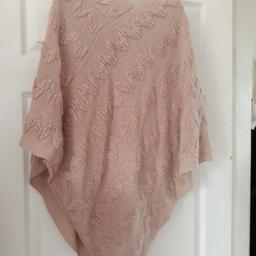New no tag lovly blush pink colour warm knitted pull on poncho from next size S /M