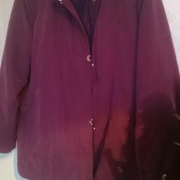 LADIES winter jacket grape colour zip up and stud fastening two pockets inside and outside quilted inside for extra warmth from klassik clothes.size 16 /18 collection only