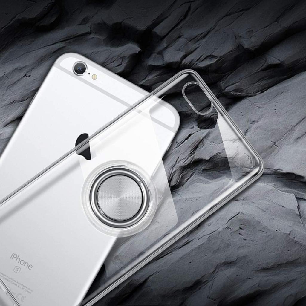iPhone 6 Plus Hülle iPhone 6s Plus Case mit 360 Grad Ring Ständer Silikon Cover TPU Phone Case Handyhülle Magnetische Autohalterung Transparent Schutzhülle für iPhone 6/6s Plus-Clear