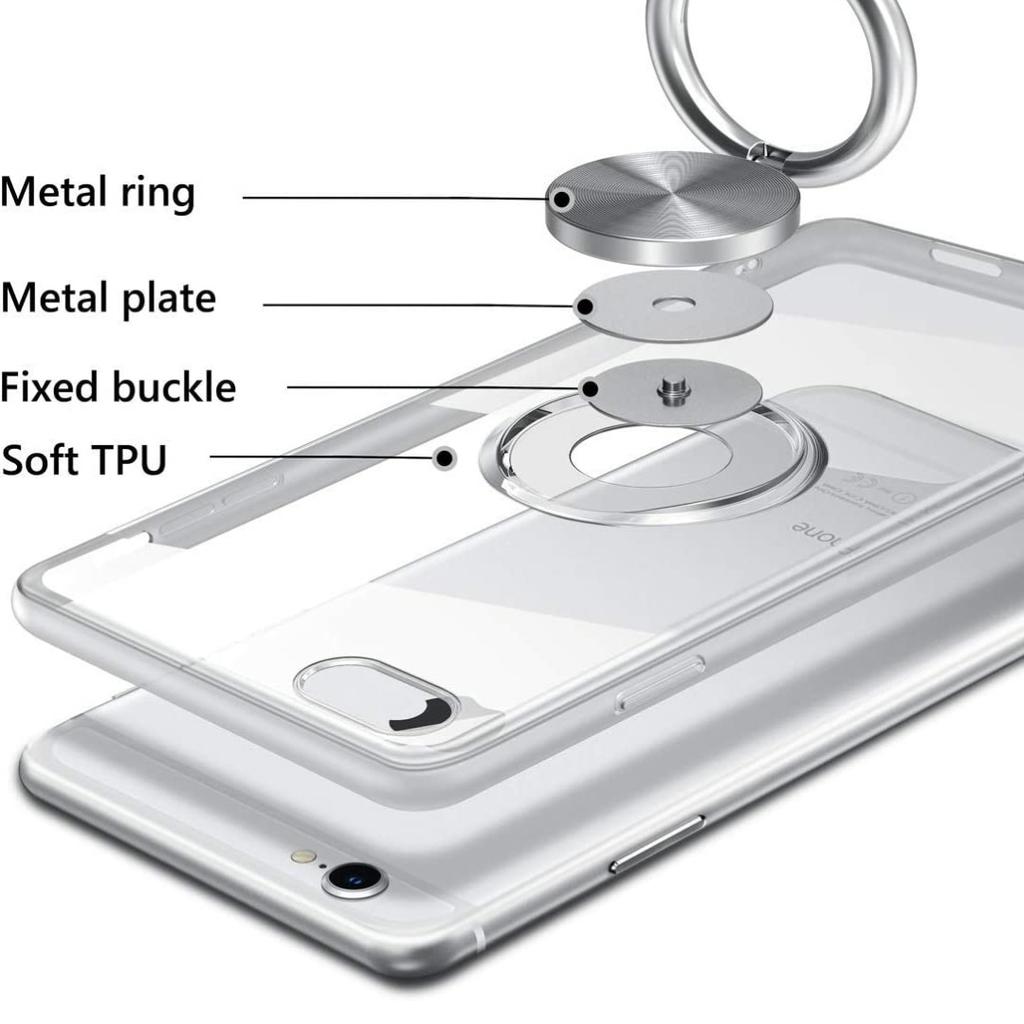 iPhone 6 Plus Hülle iPhone 6s Plus Case mit 360 Grad Ring Ständer Silikon Cover TPU Phone Case Handyhülle Magnetische Autohalterung Transparent Schutzhülle für iPhone 6/6s Plus-Clear