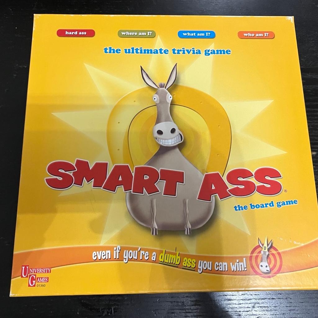 Smart Ass the board game by University Games for ages 12 and over and for 2 to 8 players.

Played only twice since purchased. £12.00

Collection - WS2 8
Will post at buyers expense