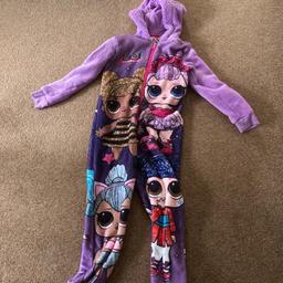 LOL girls onesie. Hardly worn. Aged 7-8 years. Excellent condition. From a smoke and pet free home 