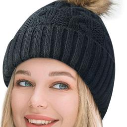 BRAND NEW ONLY £5!!
Winter Hat for Women Gifts for Women Pom Pom Hats Christmas Secret Santa Xmas Gifts, Bobble Beanie Hat Ladies Knitted Fleece Lined Thermal Hats for Outdoor Ski Black One Size
