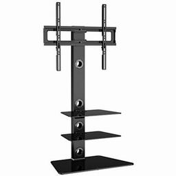 TV Floor Stand with 3 Tempered Glass Shelves for 30-65 Inch LED OLED LCD Plasma Flat Curved Screens Height Adjustable Max. VESA Standard, Holds Screens up to 40KG.



Product Highlights:



Compatibility - Suitable for TV screen size from 30 to 65 inches with a maximum load capacity of 40 kg (88 lbs); Compliant to VESA patterns 50x50/100x100/200x100/200x200/300x200/300x300/400x200/400x300/400x400/500/400/600x400; TV brands such as Samsung LG Electronics Sony Sharp Panasonic Philips Vizomax Cello Bush Blaupunkt JVC Hitachi Hisense Goodmans Finlux Toshiba LCD LED OLED QLED Plasma TVs .Please check the images before purchase.



Swivel & Height Adjustable - Mount bracket swivels left and right 20 degrees to provide you a wide-range viewing angle; 3 levels of height adjustment to meet your different TV size or seating height requirement, each height can be adjusted by 50 mm.



Tempered Glass Shelves - TV stand features 3 tempered glass shelves with thickness of 5/10 mm, and load capacity