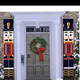 Christmas Banners Decorations, Life Size Nutcracker Soldier. Christmas Banners Decorations, Life Size Nutcracker Soldier Model Hanging Banner for Wall Porch Sign Front Door Yard Garden Indoor Outdoor Xmas DecorPackage & Size: Include 1 pair of Christmas porch sign printed with Two nutcracker soldiers hanging banners, both measuring 70.86 inches x 11.81 inches/180 * 30 cm (length x width), decorations are vivid and interesting, very suitable for doors and porches.

🎅 Wide Application: Soldier model banners could be hanging outdoors, such as garages, backyard, lawn, garden, corridors, windows, deck,shops, offices, or streets. It can also be used as an interior decoration to decorate the room,kitchen, and balcony,patio, porch, or veranda

You will receive 1 set of 2 pcs Christmas banners in bright color, suitable for Xmas decorations indoor and outdoor, adding Christmas holiday atmosphere.
