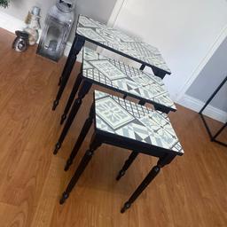 Had these lovely tables designed to match my old house but they just don’t match my new home :(!!

They are a gorgeous nest of tables that can be stored very neatly within one another or separate across the room.

I also have a coffee table in the same design happy to sell together or separate.

Can deliver if local!