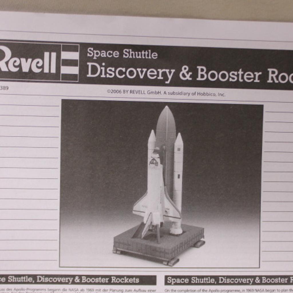 Revell 04736 Space Shuttle Discovery & Booster Rockets

Maßstab 1:144 Höhe 43,7 cm

Der Bausatz war neu und originalverpackt. Der Karton wurde von mir zum Fotografieren geöffnet

Privatverkauf keine Garantie insbesondere auf Teilevollständigkeit,Keine Gewährleistung, Kein Rückgaberecht,

zzgl. Versand

gerne Abholung oder zzgl. Versand

es gibt noch weitere Bausätze

Artikelstandort 53783 Eitorf
Festpreis
