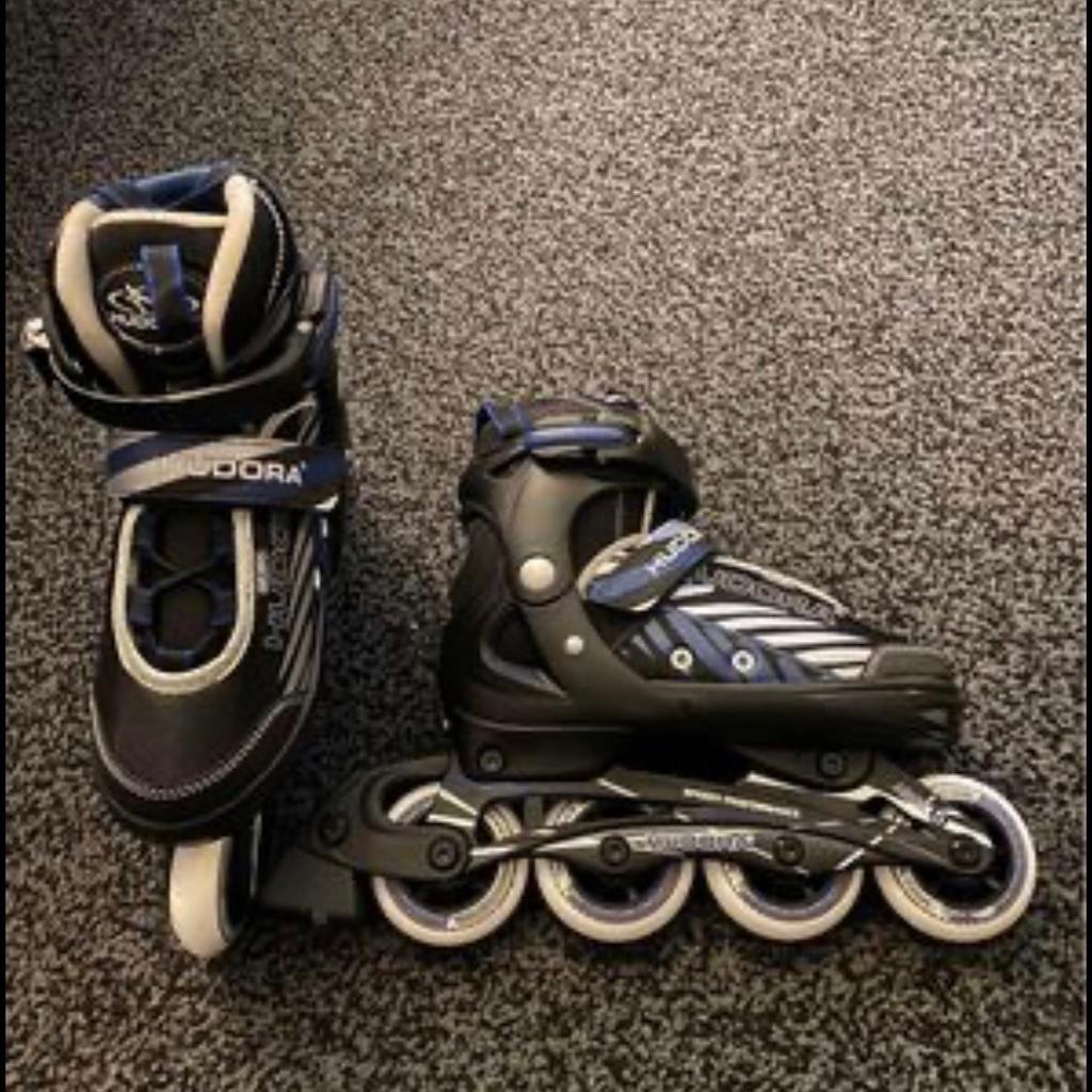 Brand new boxed unused set of kids/child in-line skates. They can be adjusted from euro 33-36 (UK size 1-3.5) via a lever at the heel. Full padding and ankle protection. Perfect gift for the energetic youngster. Collection from EN8 7EL or can be sent at buyers cost.