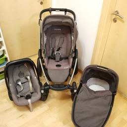 Kinderwagenkomplettset Mura 4 Plus
Kinderwagen Buggy inkl. Tragewanne,
Maxi Cosi, Regenschutz (für Maxi Cosi und Kinderwagen) und Adapter