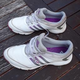 Golf shoes, ladies size 7, white, used but in good condition, very comfortable. Extra spikes and hand wrench. Worthing.