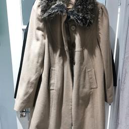 Beautiful warm coat with faux fur collar, like new, hardly been worn