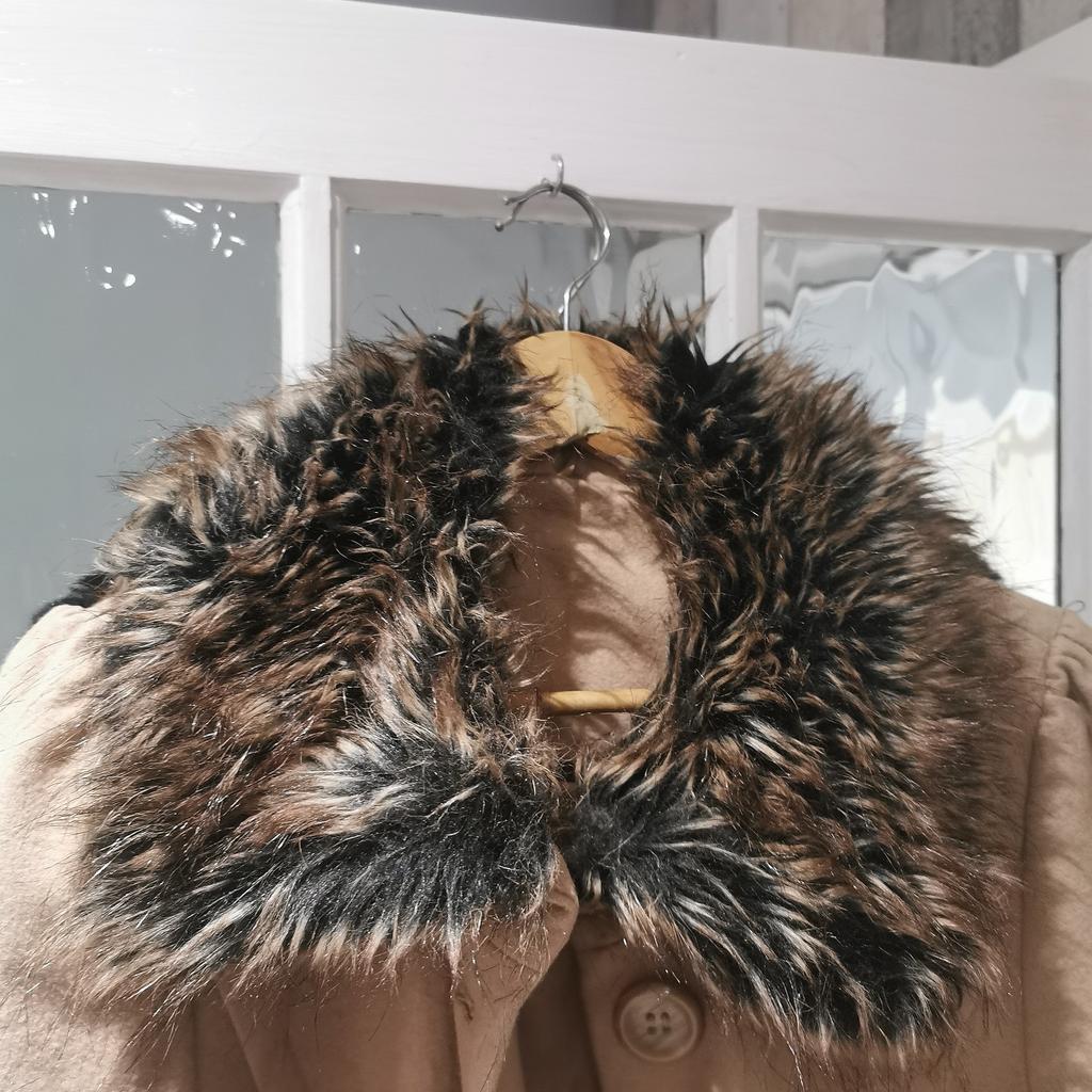 Beautiful warm coat with faux fur collar, like new, hardly been worn