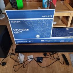 SAMSUNG Q70T 3.1.2 330W Wireless Soundbar & Subwoofer with Dolby Atmos

Includes original box, and all accessories (plugs, remote, soundbar wall mount, instruction manual).
Soundbar & subwoofer are fully functional, no issues at all.

Reason for sale is I've upgraded TV and bought a new soundbar as it was offered to me at a discount with TV bundle.
This was purchased brand new from Currys PC World on 02/06/2021, so only used about 1 yr and 6 months. Can include receipt for full peace of mind, though pretty sure warranty was only 1 year.

I'm located in South East London, SE8.