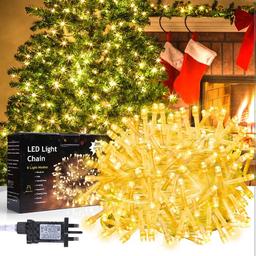 Christmas Tree Lights Outdoor - 20m 200 LED Fairy Lights Plug in, Warm White Christmas Lights Outside Waterproof, String Lights 8 Modes - Xmas Lights for Indoor Garden Decorations