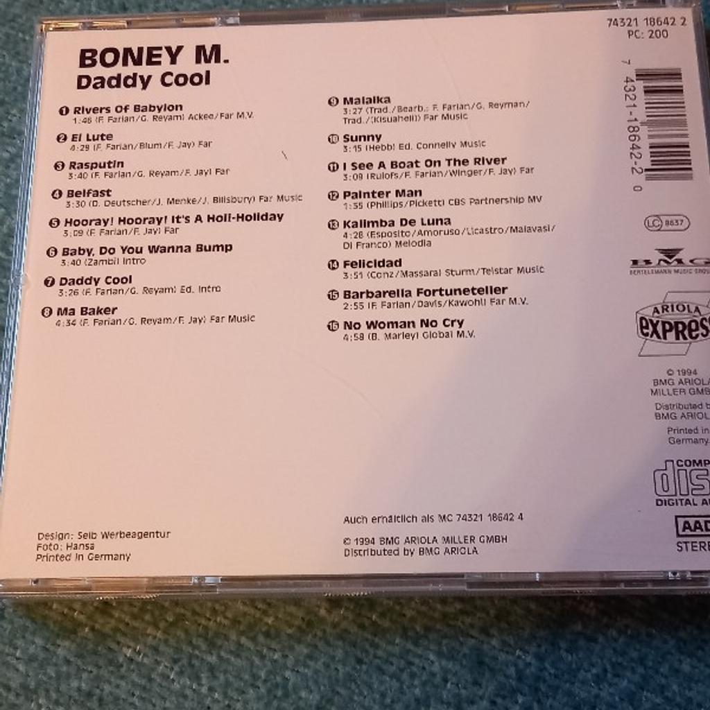 Verkaufe BoneyM, CD
16 Titel