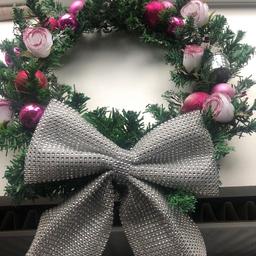 Pink and silver wreath