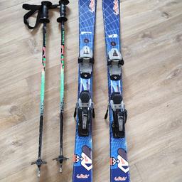 Ski 100cm lang, inklusive Bindung, Skistöcke 80cm lang, kein Versand