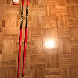 LEKI Skistöcke 115 mm rot-gelb mit Schlaufe und Handschuhklicksystem