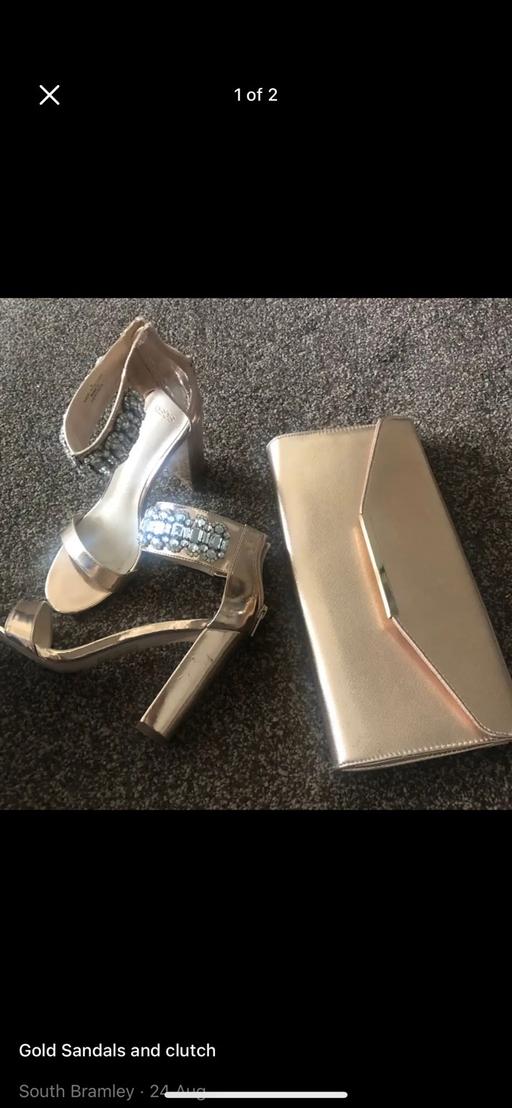 Buy & Sell West Yorkshire Leeds - Photos for Gold diamanté sandals uk 4 with clutch