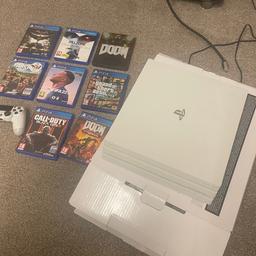 PS4 PRO White
Very good condition
Comes with one controller
8 x games as in pictures
Comes with box
Hardly used PS4 pro

If it’s still advertised it’s still for sale
Cash on collection

Collection only, can be seen working

Collection B34 area