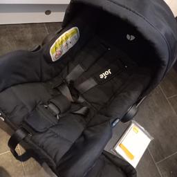 joie juva carseat used until child went into a bigger carseat. 
covers can all come off to be washed. 
newborn head support included. 
all insturctions and papers with it.