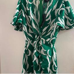 Green and white shirt sleeve mini wrap dress size 12 AX Paris new with tags