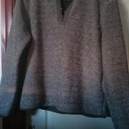 mens KENSINGTON FLEECE TYPE top size large half zip up grey inside and grey and white outside nice warm winter top.fleece inside and wool effect outside nice cosy winter top good condition collection only bb26dh