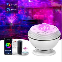 Smart LED Star Light Projector, Sensory Ocean Wave Night Lights, Nebula Retotable Projector Lamp, Compatible with Alexa Google Assistant, Timmer & Remote Control & APP Control for Kids Room Home Decor